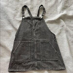 Topshop Charcoal Black Denim Pinafore Midi Dress